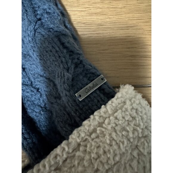 Cabelas Women's Knit Button Cardigan Sweater Jacket Teal Blue Size S Sherpa Hood - Picture 9 of 14